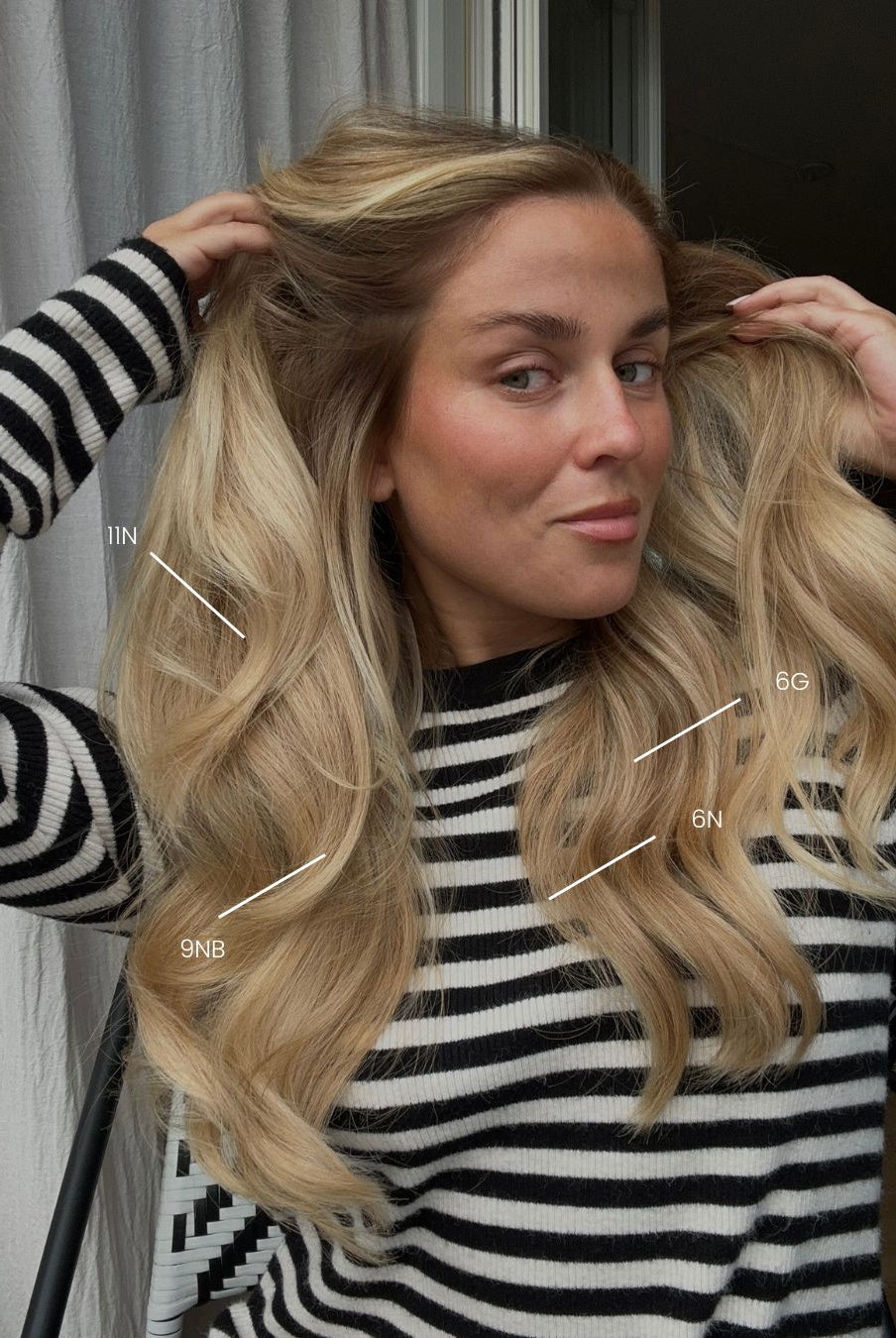 BHBD Tape extensions: 35cm, 50cm, 60cm. Extrem blond neutral 100% real hair.