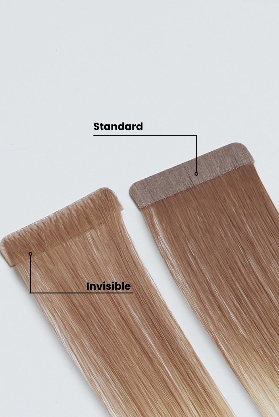 BHBD Tape hair extensions, standard and invisible tape.