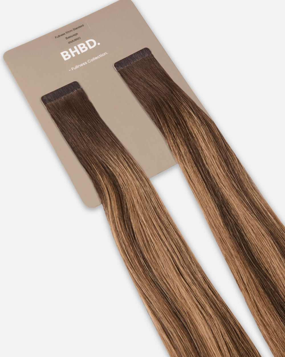 BHBD Fullness 4NA/8NG – Remy human hair extensions in ash brown with golden blonde blend; adds 10% extra volume; available in 35cm and 50cm. 100% Remy hair, gentle extensions.
