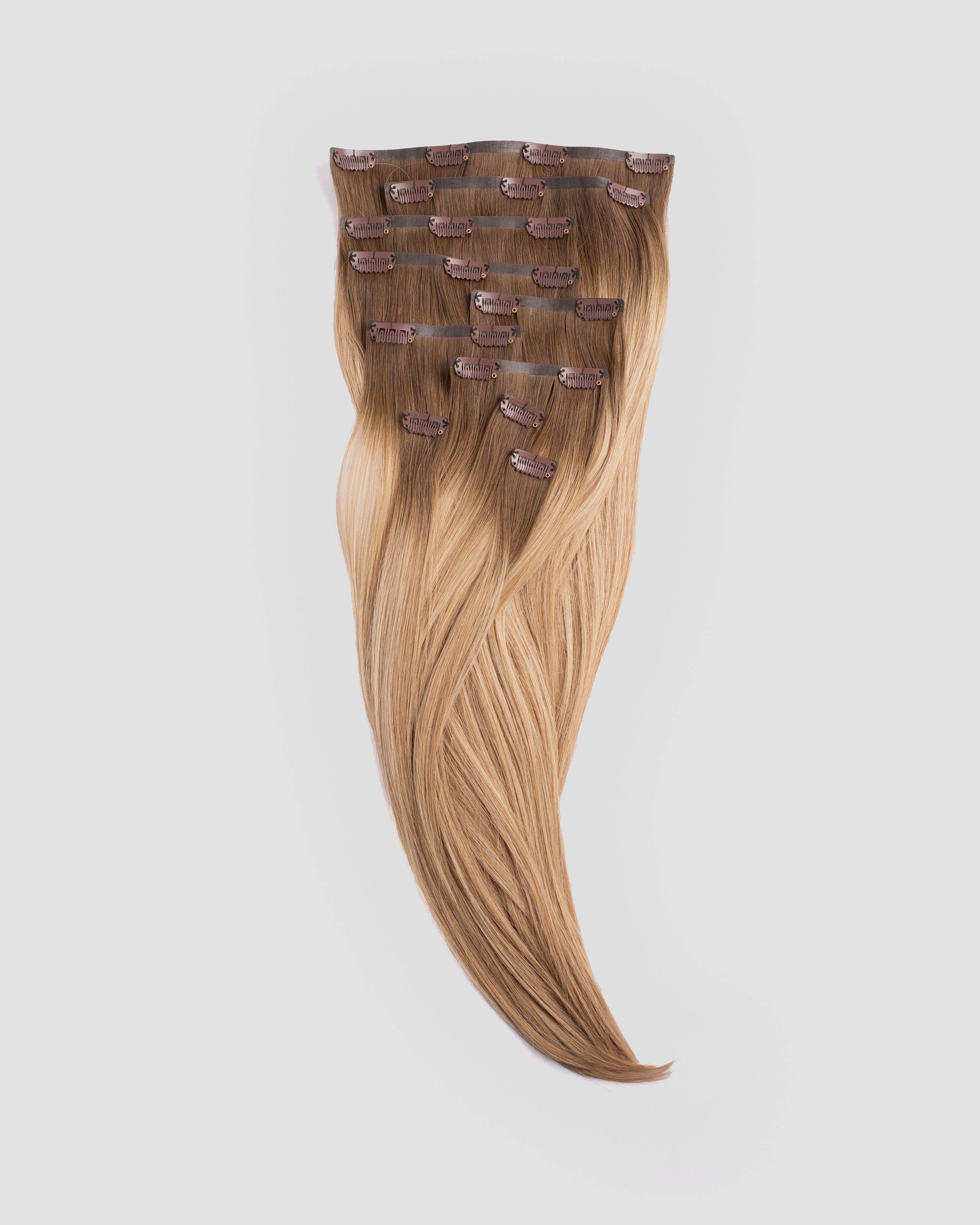 Clip In Extensions 6N-8N-11N_R_Highlight 100% Remy human hair
