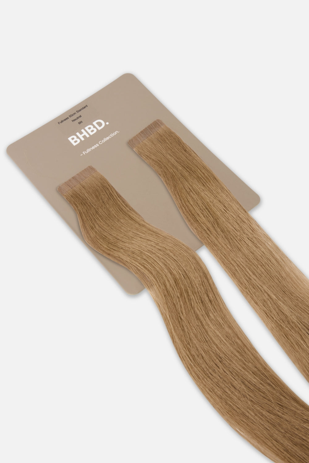 BHBD Fullness 8N – Remy human hair extensions in medium natural blonde; adds 10% extra volume; available in 35cm and 50cm. 100% Remy hair, gentle extensions.