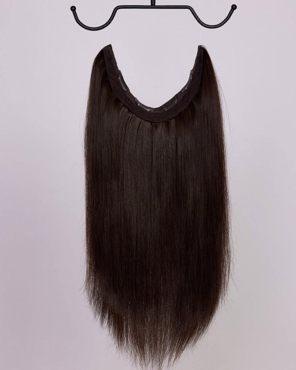Hairband 5N – Halo hair extensions in medium natural brown; fuller & longer hair in 60 seconds; 40cm/16 inch. 100% Remy hair, gentle extensions.