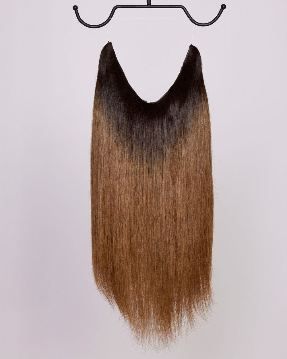 BHBD Hairband brown with darker roots in 40 cm. 100% Remy hair. Clip-in, halo, or ponytail.