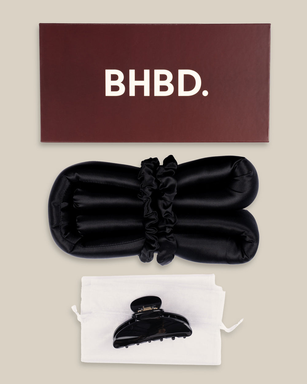 BHBD Heatless Curls – mulberry silk heatless curler kit with 1 curler, 2 scrunchies and 1 hair clip for overnight curls. 100% Remy hair friendly, gentle styling.