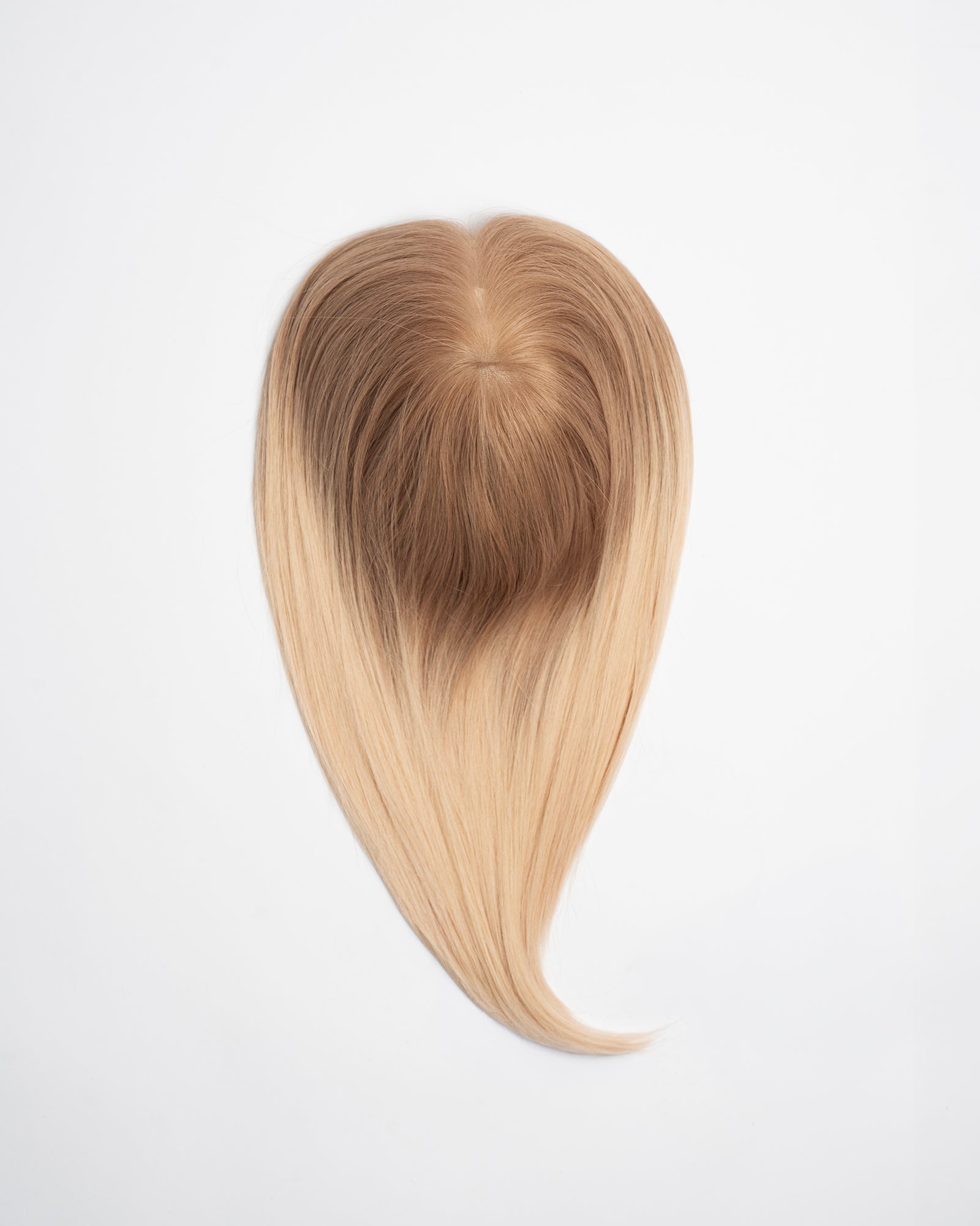 Hair topper Full Crown in balayage blond shade (9B/11BA-B) with darker roots and softly blended blond tones on a white background.