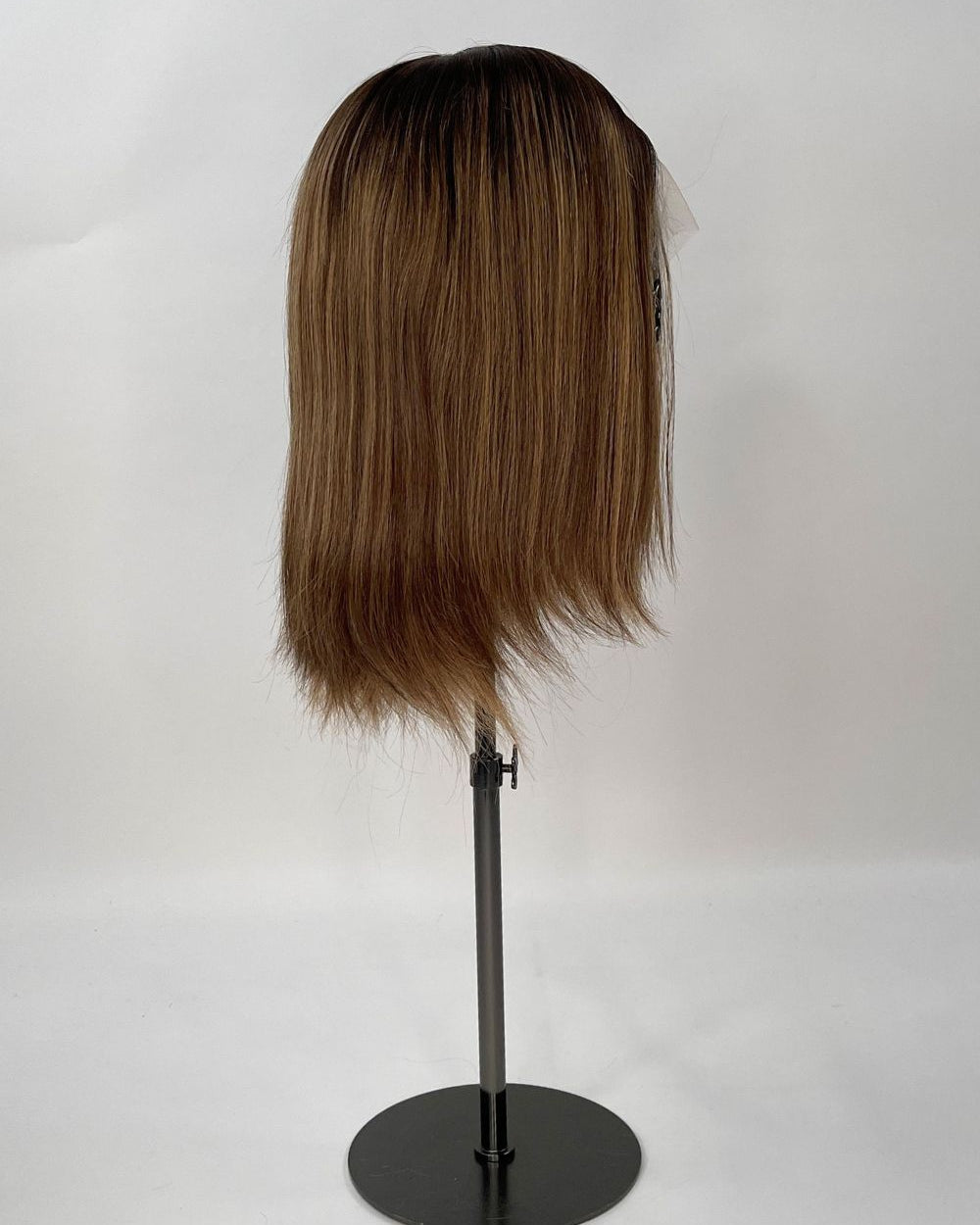 Natural looking BHBD Isabella wig. Brown wig with honey-toned highlights and full lace.