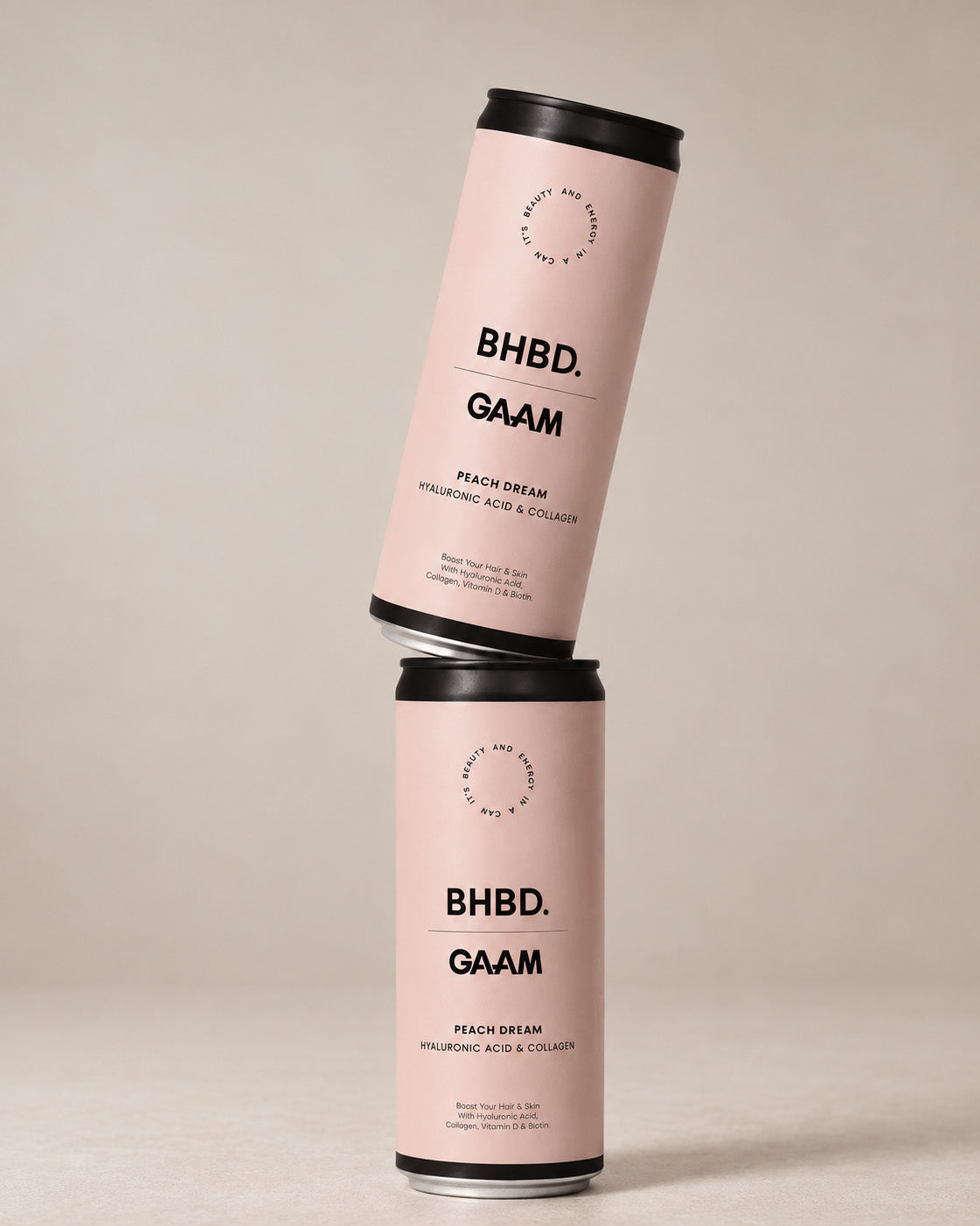 Peach Dream is a carbonated energy drink with a refreshing peach flavor, enriched with caffeine, collagen, hyaluronic acid, vitamin D, and biotin
