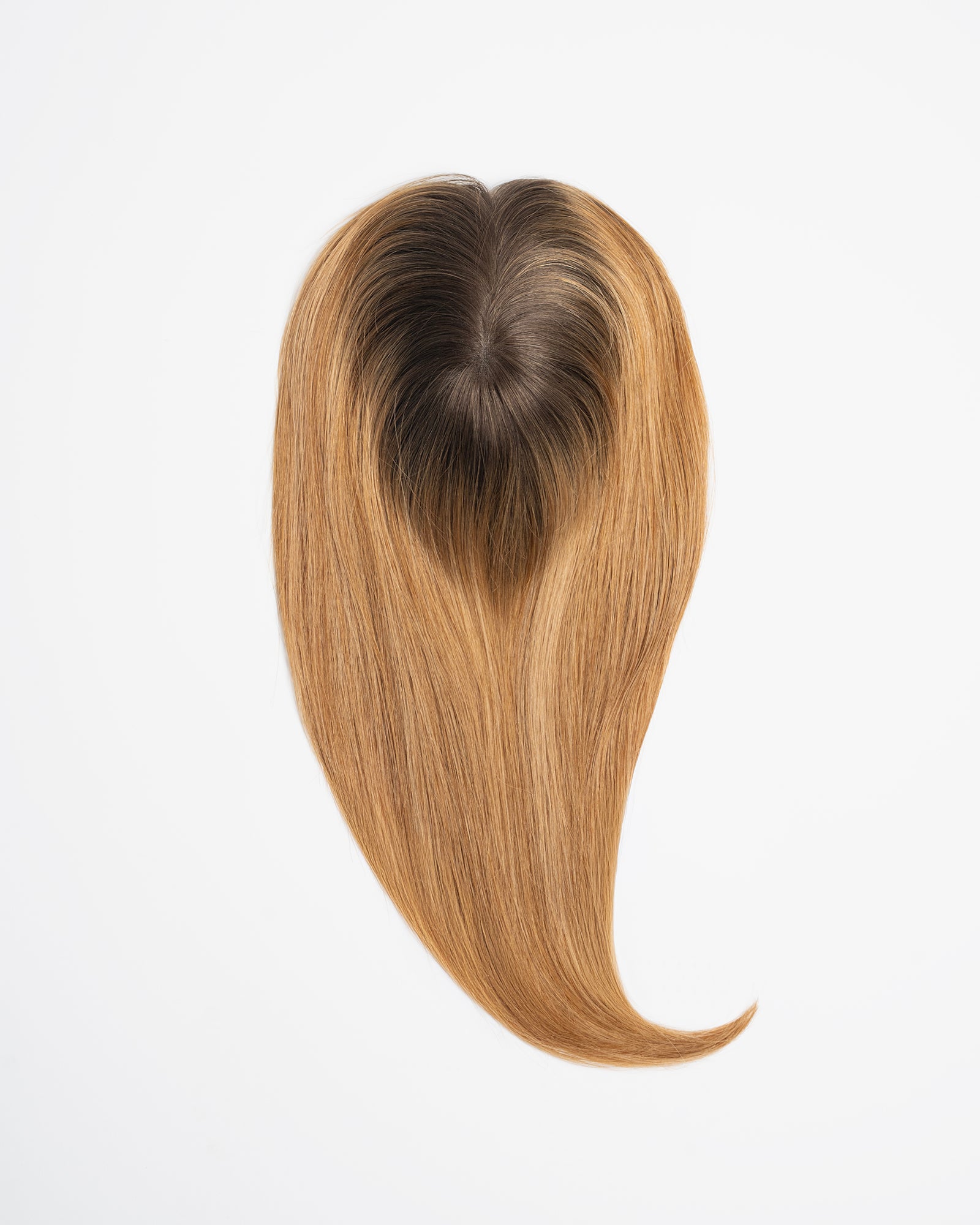Hair topper Signature Base in balayage brown-blond shade (4B/10N/6N/8N-B) with darker roots and blended warm blond and brown tones on a white background.