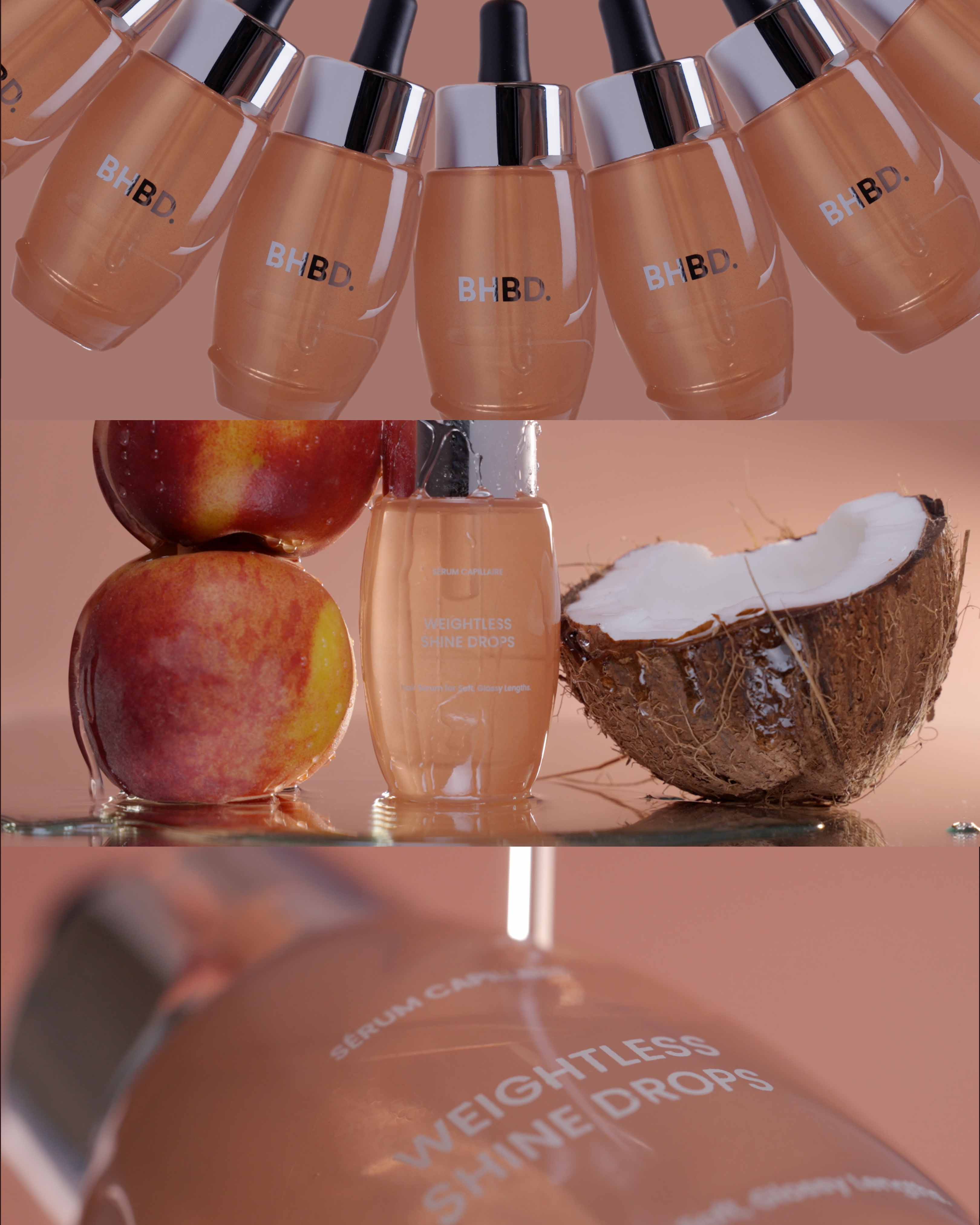 Weightless Shine Drops hair serum with peach and coconut scent