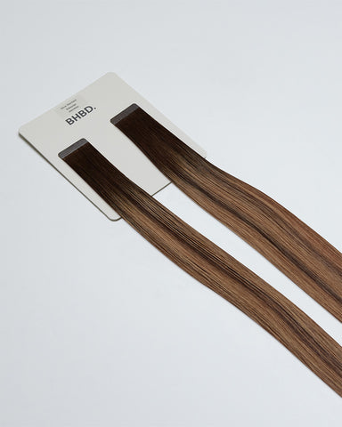BHBD tape extensions: 35cm,50cm,60cm. Balayage brun neutral ask ljusblond neutral guld 100% äkta hår.