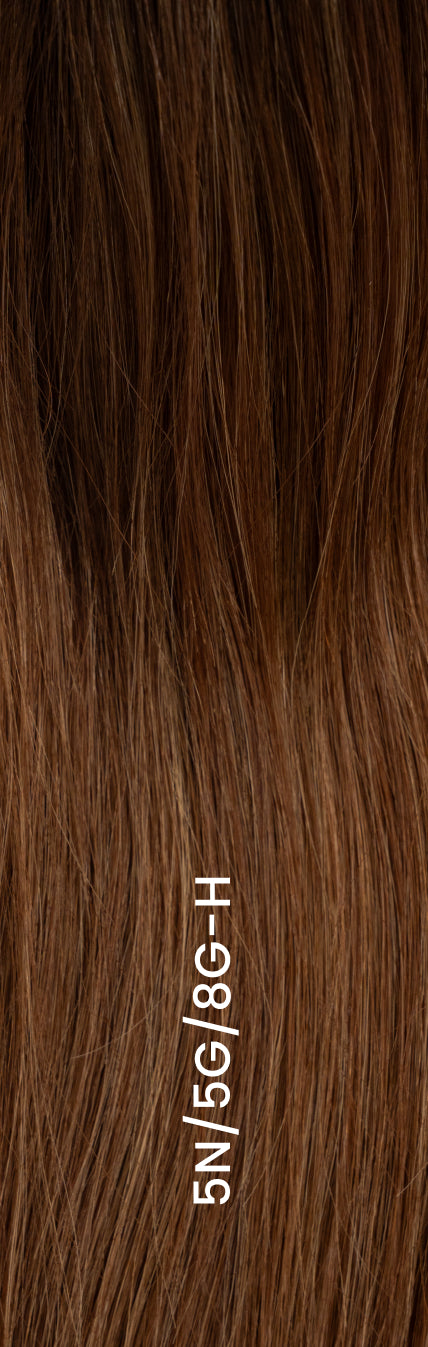 Signature Base hair topper in warm light brown color with subtle golden undertones, natural density, and a seamless blend.