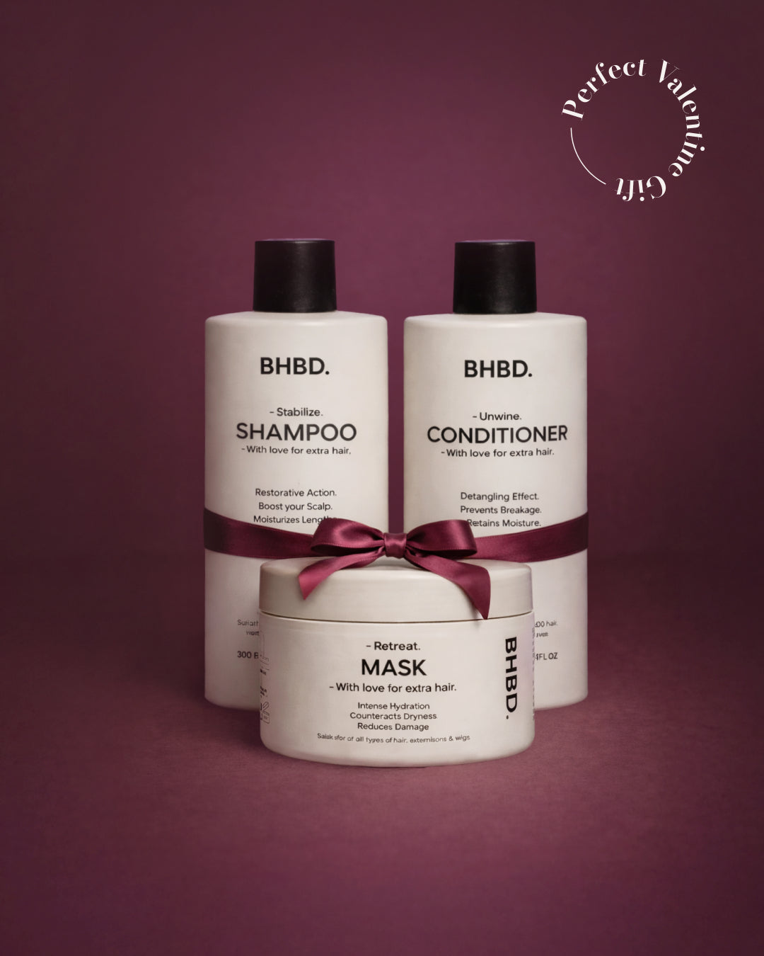 BHBDs hair rescue deal that includes Shampoo cleanses gently. Conditioner protects & shines. Mask deeply transforms hair. 