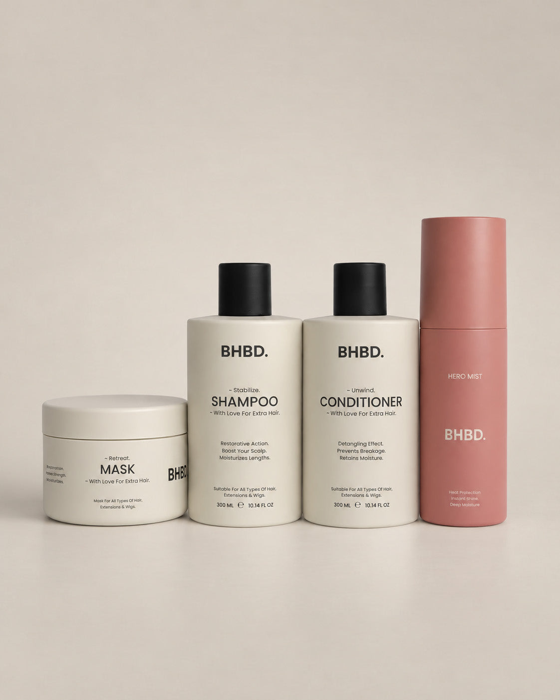 complete care set with shampoo, conditioner, mask and hero mist 