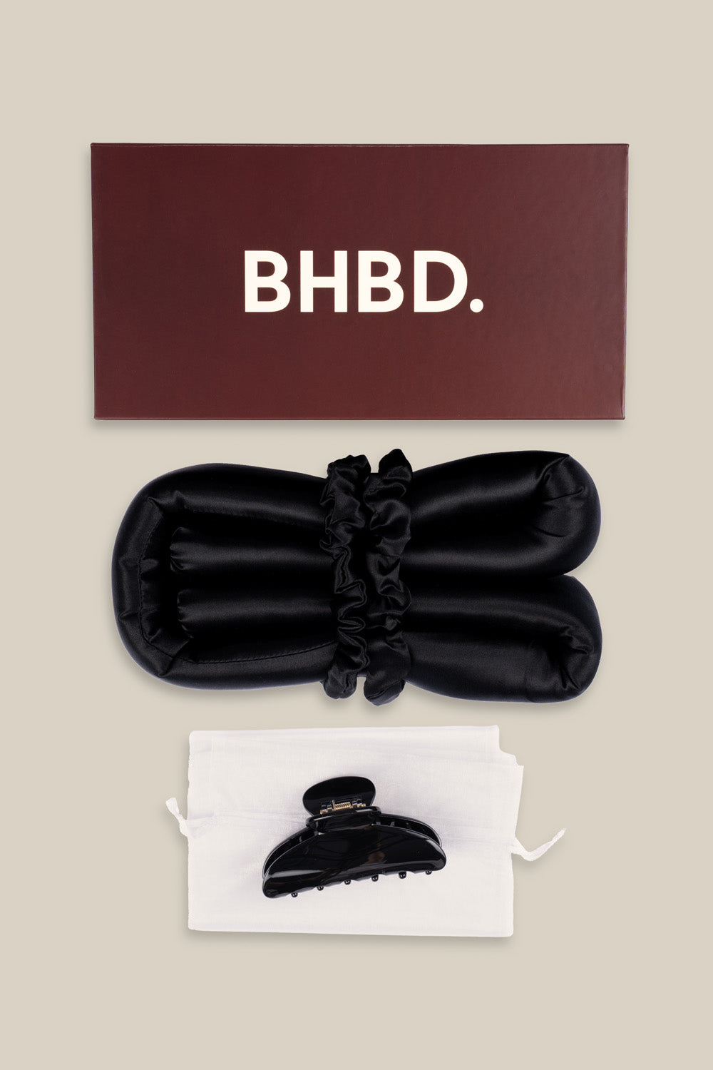 BHBD Heatless Curls – mulberry silk heatless curler kit with 1 curler, 2 scrunchies and 1 hair clip for overnight curls. 100% Remy hair friendly, gentle styling.