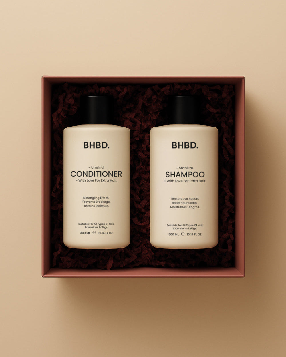 Holiday gift set for healthy, glossy hair. Includes BHBD Shampoo & Conditioner