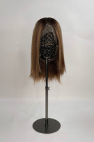 Natural looking BHBD Isabella wig. Brown wig with honey-toned highlights and full lace.