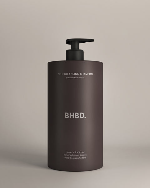 BHBD Deep Cleansing Shampoo in a dark brown pump bottle, 750ml