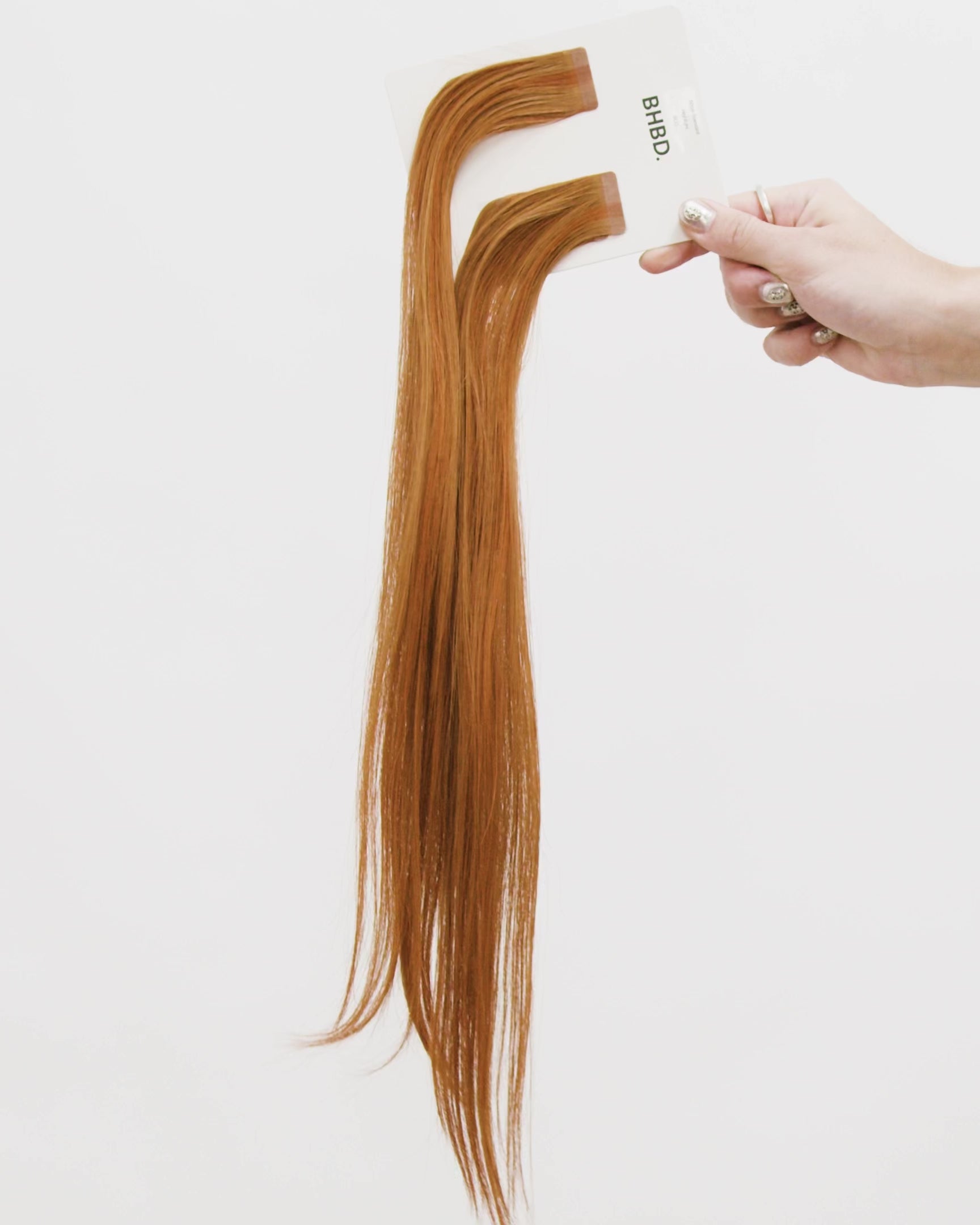 BHBD tape extensions: 35cm, 50cm, 60cm. Light blonde copper gold 100% real hair.