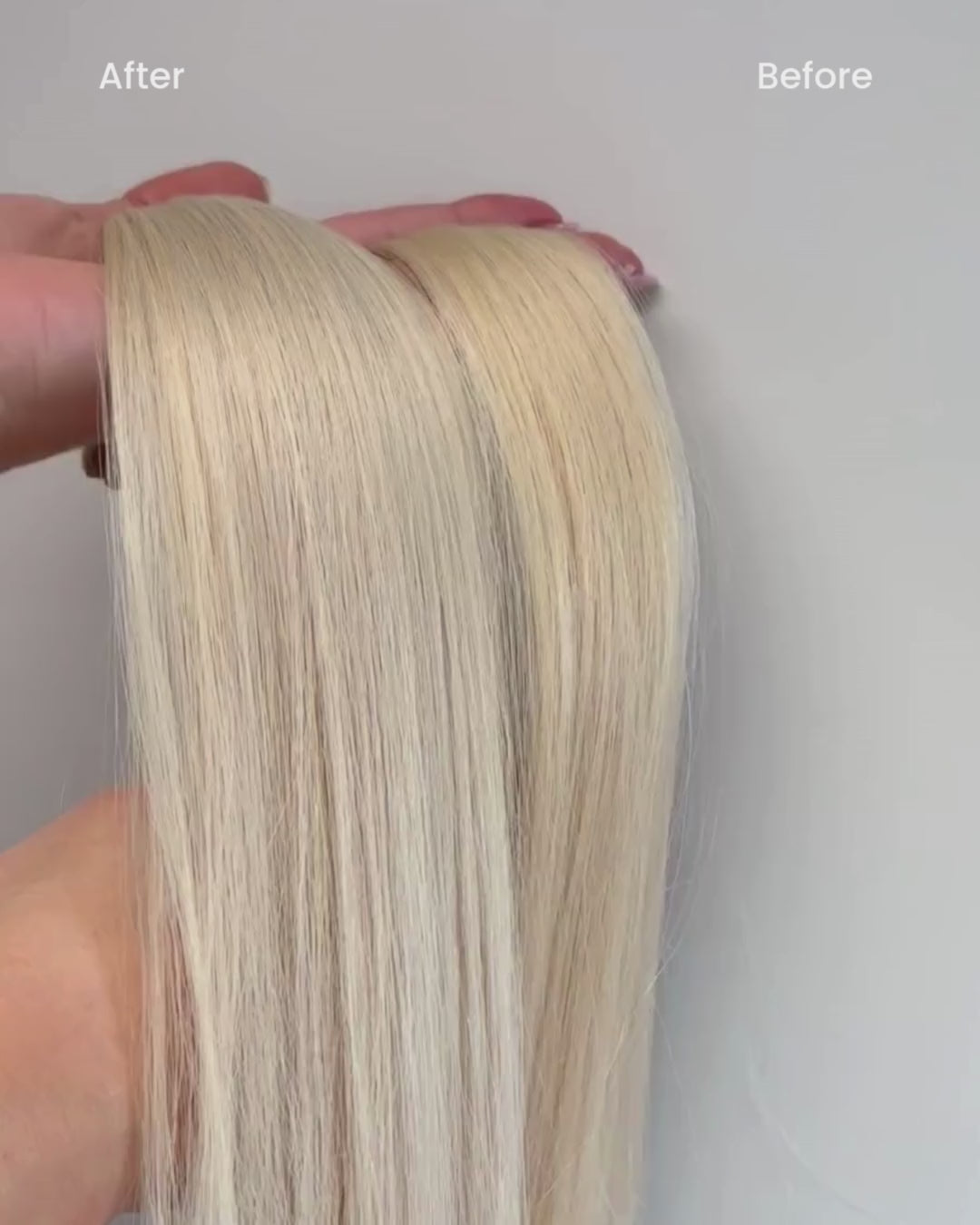 Before and after video showing results after using BHBD shine tone anti-yellow